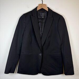 J. Crew Parke Blazer Bi-Stretch Cotton Blend Black Size 2 Office Career Classic